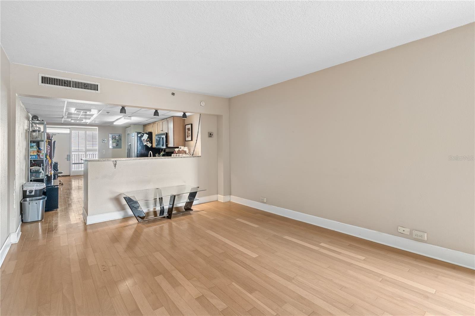 wood flooring in large open living space